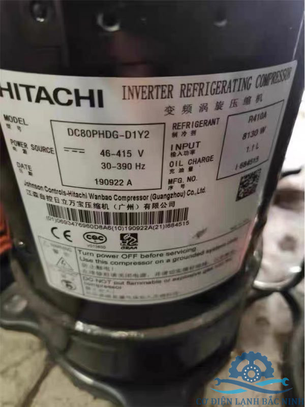 Thông số kỹ thuật máy nén biến tần hitachi DC80PHDG-D1Y2