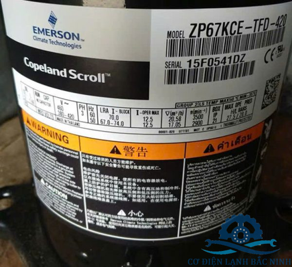THông số kỹ thuật máy nén zp67kce-tfd-420